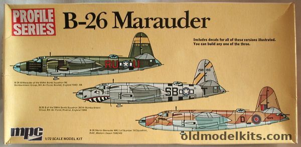 MPC 1/72 B-26 Marauder - 'B' of 554th BS 86 BG 9th AF 1943 / 'B' of 598 BS 397 BG 9th AF 1944 / MK1 No. 14 Sq RAF Desert 1942/43-Profile Series, 2-2004 plastic model kit